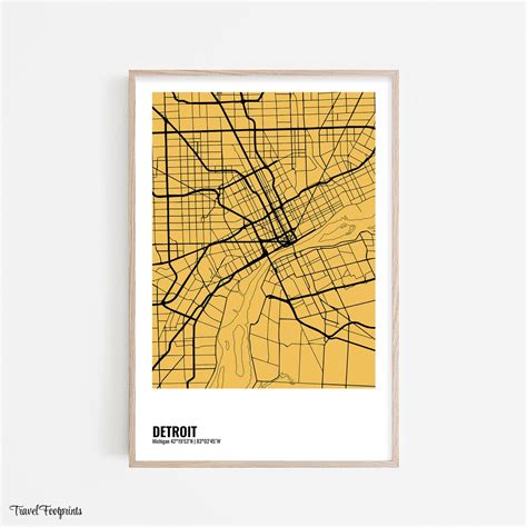 DETROIT Wall Art, Detroit Print, Detroit Map Poster, Modern Minimalist ...