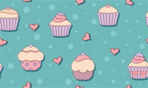 Premium Vector | Seamless pattern background with different cupcakes Vector