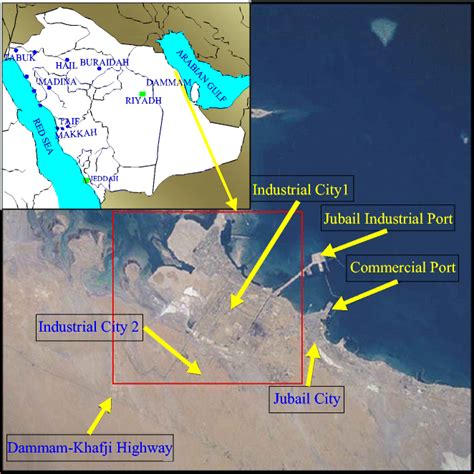 Vicinity map of Jubail industrial area (from... | Download Scientific ...