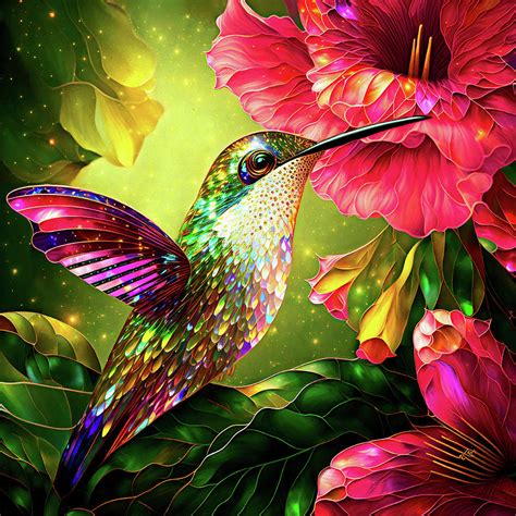 Paintings Of Hummingbirds And Flowers