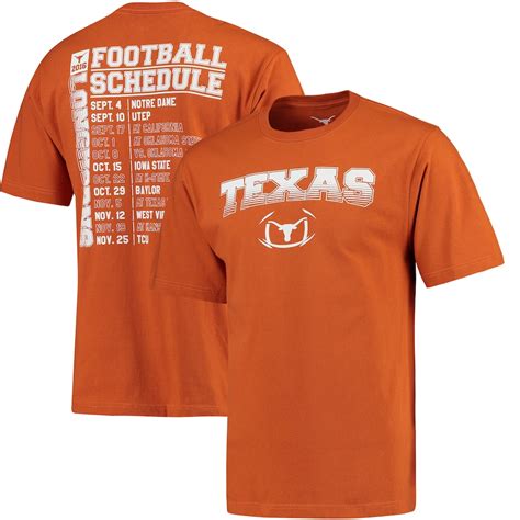 Men's Texas Orange Texas Longhorns Football Schedule T-Shirt