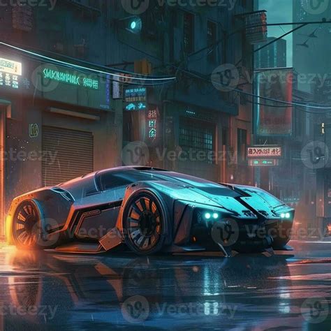 Futuristic Cyberpunk City with Super Exotic Car Concept Art ...