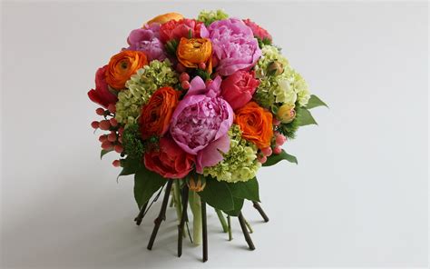 Image Bouquets rose Flowers Hydrangea Ranunculus Gray 3840x2400