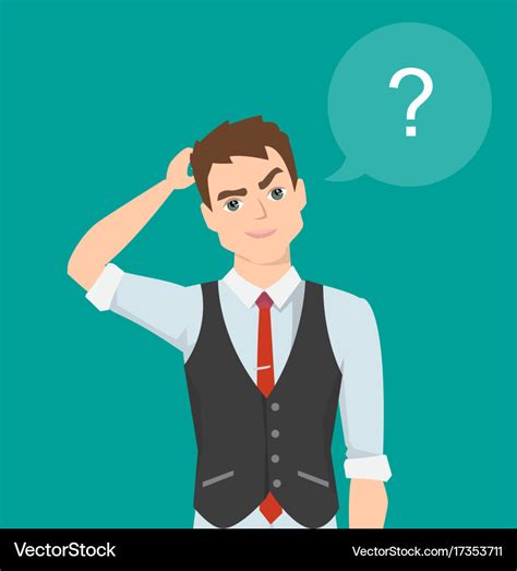 Thinking man with question mark cartoon Royalty Free Vector