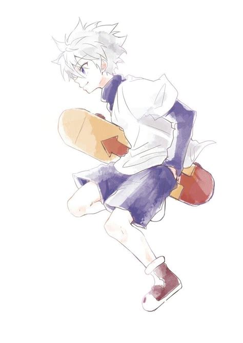 Killua and his skateboard ~ | Skateboard wallpaper, Hunter anime, Anime art