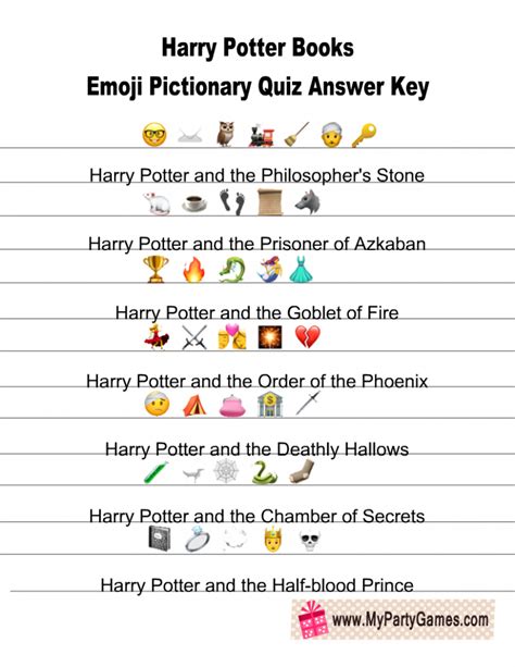 Free Printable Harry Potter Books Emoji Pictionary Quiz | Harry potter ...