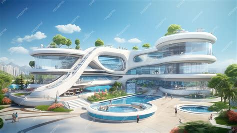 Premium AI Image | a futuristic school campus with sleek architecture