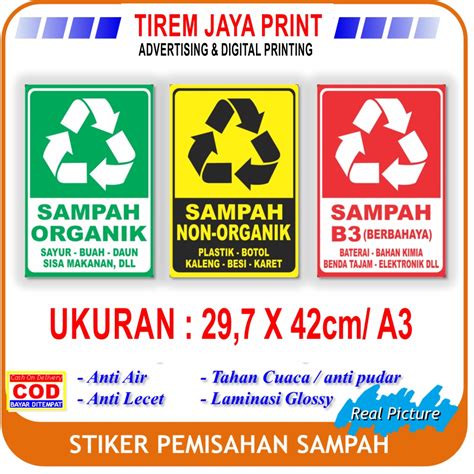 Jual Sticker Tempat Sampah Uk. A3 /Sampah Organik,Sampah AnOrganik ...