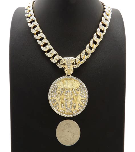 Hip Hop Gold Tone NBA YoungBoy 4KT Pendant & 10mm 18" 20" 24" Iced Cub