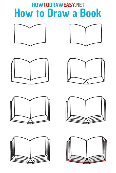 How to Draw a Book Step by Step | Book drawing, Open book drawing ...