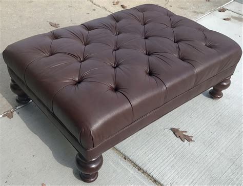 Uhuru Furniture & Collectibles: #477440 Tufted Leather Ottoman - $125 SOLD