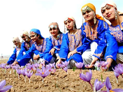 Kashmiri girls perform folk dance during Saffron Festival