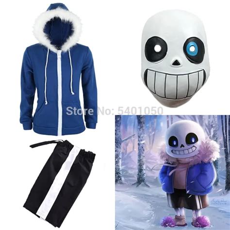 Undertale Sans Cosplay Hoodies Latex Mask COOL SKELETON Cos Blue Coat ...