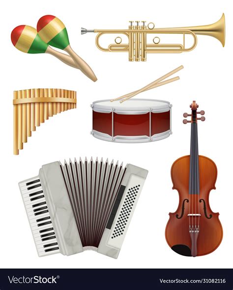 Music instruments audio items collection for pop Vector Image