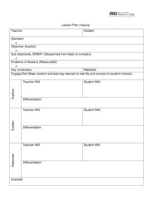 Fillable Online Lesson Plan (Inquiry) Fax Email Print - pdfFiller