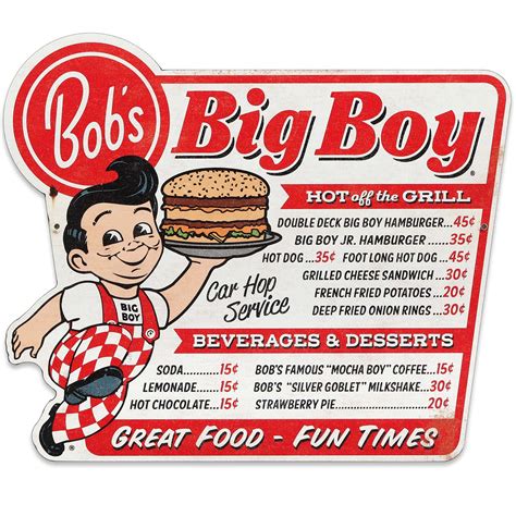 Buy Open Road Brands Bob's Big Boy Menu Great Food Fun Times Metal Sign ...