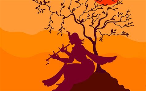 5120x2880px | free download | HD wallpaper: Krishna Playing Flute Under ...