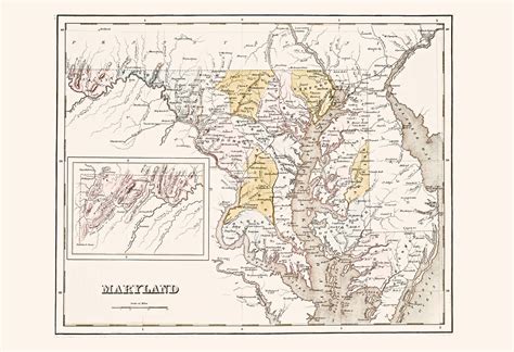 VINTAGE MARYLAND MAP Historical Map of Maryland Antique Map - Etsy