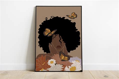 Black Woman Art INSTANT DOWNLOAD Flower Woman Art Printable - Etsy