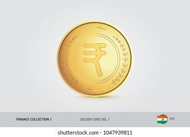 Gold Coin Realistic Golden Indian Rupee Stock Vector (Royalty Free ...