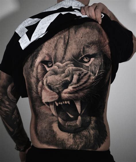 Lion Full Back Tattoo