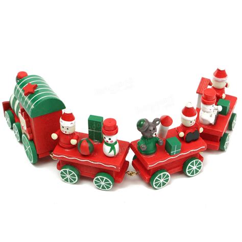 1 set wooden christmas train railway wood locomotive christmas xmas ...