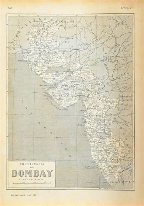 British Era Bombay Presidency Map, 1900 - Past-India