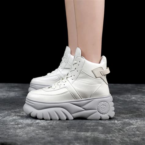 Woman Chunky Sneakers High Heels Shoes 2019 Spring Female Casual Shoes ...