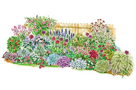 Soften a Fence with This Lush Border Garden Plan Backyard Signs ...