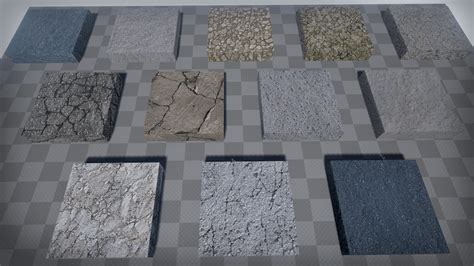 Asphalt Road Materials by Si Thu in Materials - UE4 Marketplace