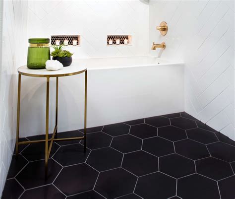 Hexagon Floor Tile Bathroom Black - Flooring Ideas