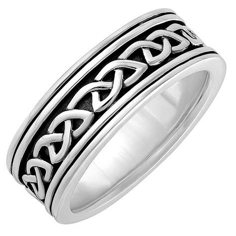 Irish Rings | Sterling Silver Mens Oxidized Celtic Knot Ring at ...