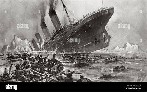 Titanic sinking, painting by Willy Stöwer Stock Photo - Alamy