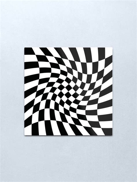 "Checkerboard Pattern, 3D Optical Illusion Checkered Pattern" Metal ...