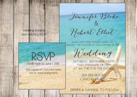 Beach Wedding Invitation. Starfish And Sand At The Beach. Printable ...