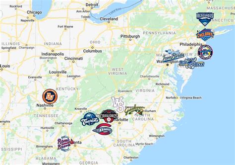 South Atlantic League Map | Teams | Logos - Sport League Maps