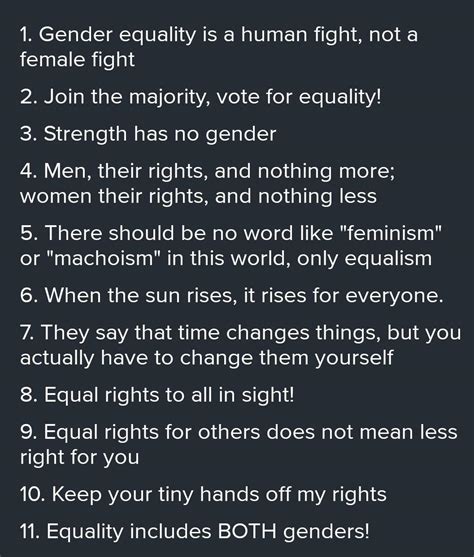 10 slogan of gender about gender equality - Brainly.in