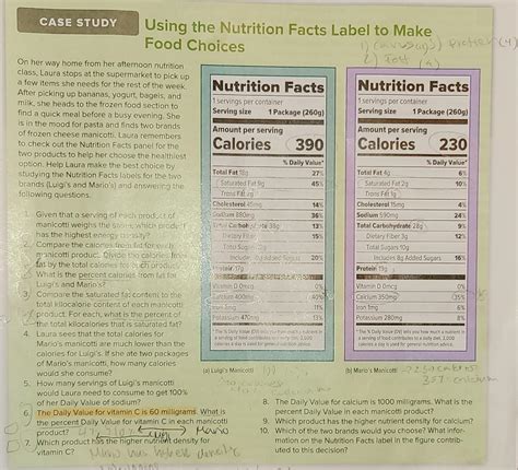 Solved 2 caress) aretier (4) 2) Tat Nutrition Facts CASE | Chegg.com