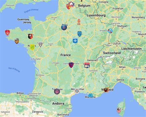 Ligue 1 Teams Map with logos | Ligue 1 Teams Location - FTS DLS KITS