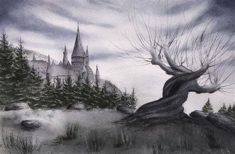 Whomping willow tree digital print watercolor Harry Potter | Etsy