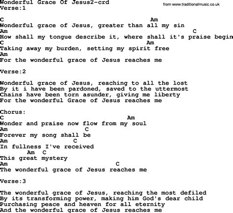 Top 500 Hymn: Wonderful Grace Of Jesus2 - lyrics, chords and PDF