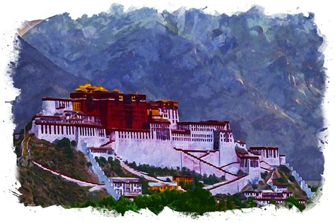 Potala Palace View Watercolor Graphic by Poster Boutique · Creative Fabrica