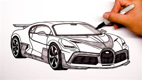 How to draw a car - Bugatti Divo - Step by step #1 - YouTube