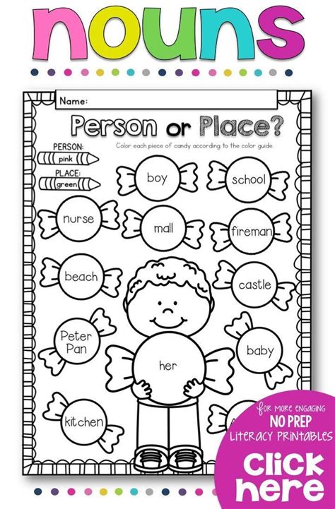 kindergarten printable worksheets pdf kindergarten worksheets - nouns ...