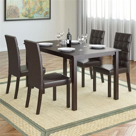 Corliving Atwood 55-inch Dining Table in Cappuccino with 4 Dark Brown ...