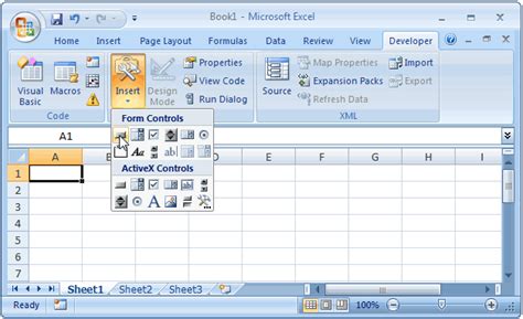 MS Excel 2007: Creating a button