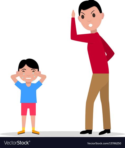 Cartoon angry father scolding her child Royalty Free Vector