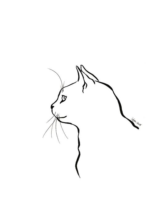 Cat Black And White Drawing Cat Portrait Black And White. Stock Vector ...