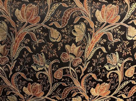 SWATCH Designer Brocade Satin Fabric- Black Floral - Damask- Upholstery ...