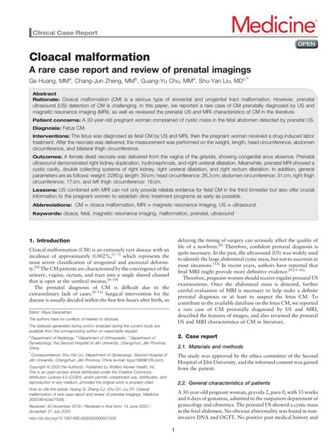 (PDF) Cloacal malformation: A rare case report and review of prenatal ...